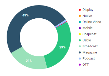 pantene pro-v ad spend by channel pie chart